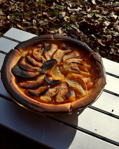 ダッチオーブンで焼いたアップルパイ