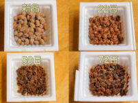 納豆の熟成度合いを比べる