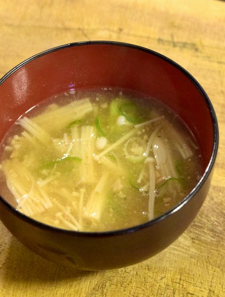Miso soup with meat soy sauce pomace